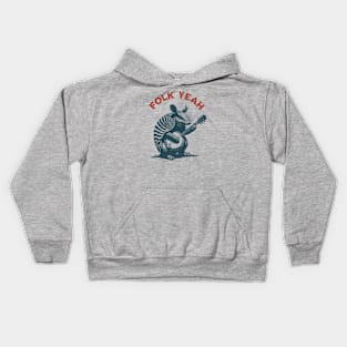 Folk Yeah - Armadillo playing Banjo Kids Hoodie